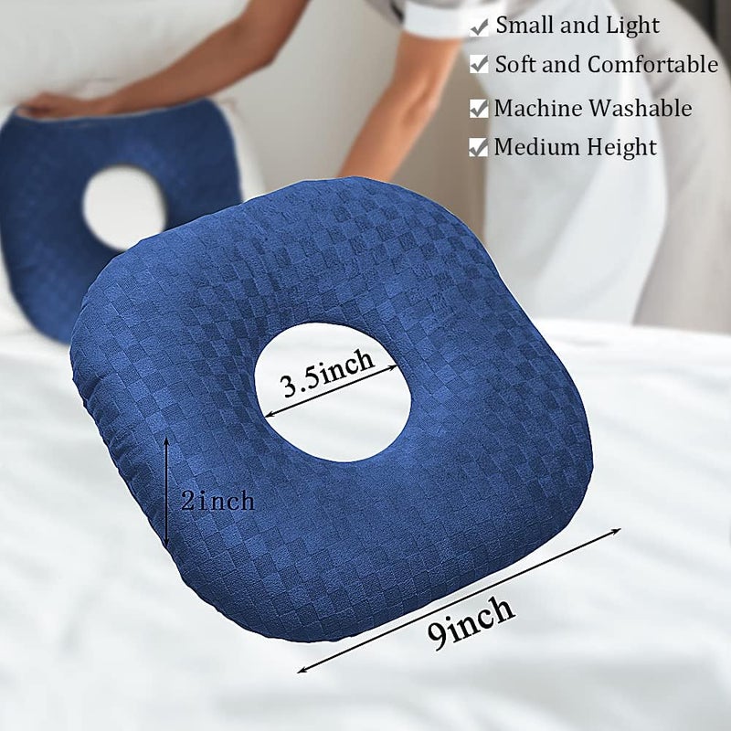 Wuronsa Ear Piercing Pillow for Side Sleepers, Pillow with an Ear Hole for CNH and Ear Pain Ear Inflammation Pressure Sores, O-Shaped Side Sleeping Pillow, Ear Guard Pillow(Dark Blue) - Image 3